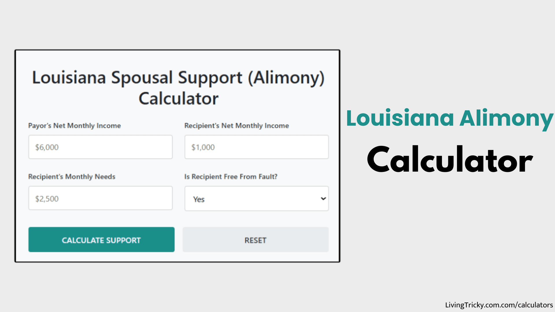 Louisiana Maintenance (Alimony) Calculator – LivingTricky
