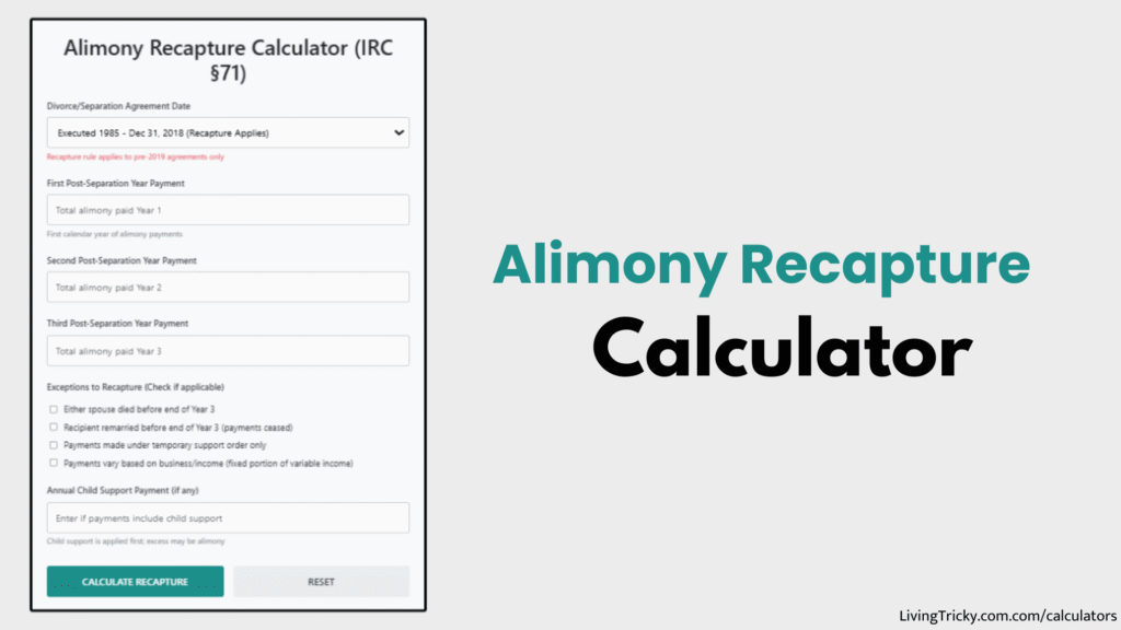 Alimony Recapture Calculator