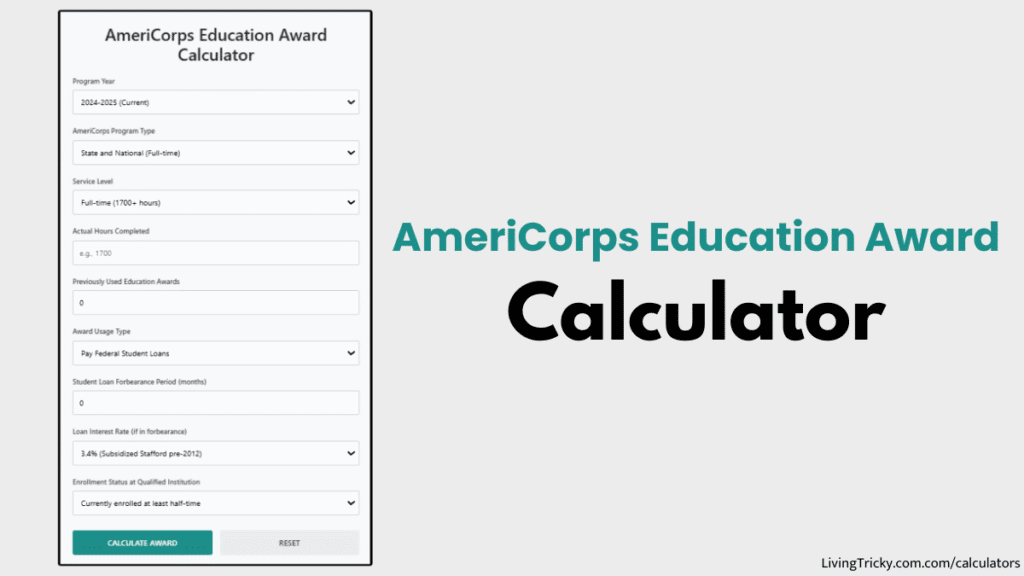 Ameri Corps Education Award Calculator