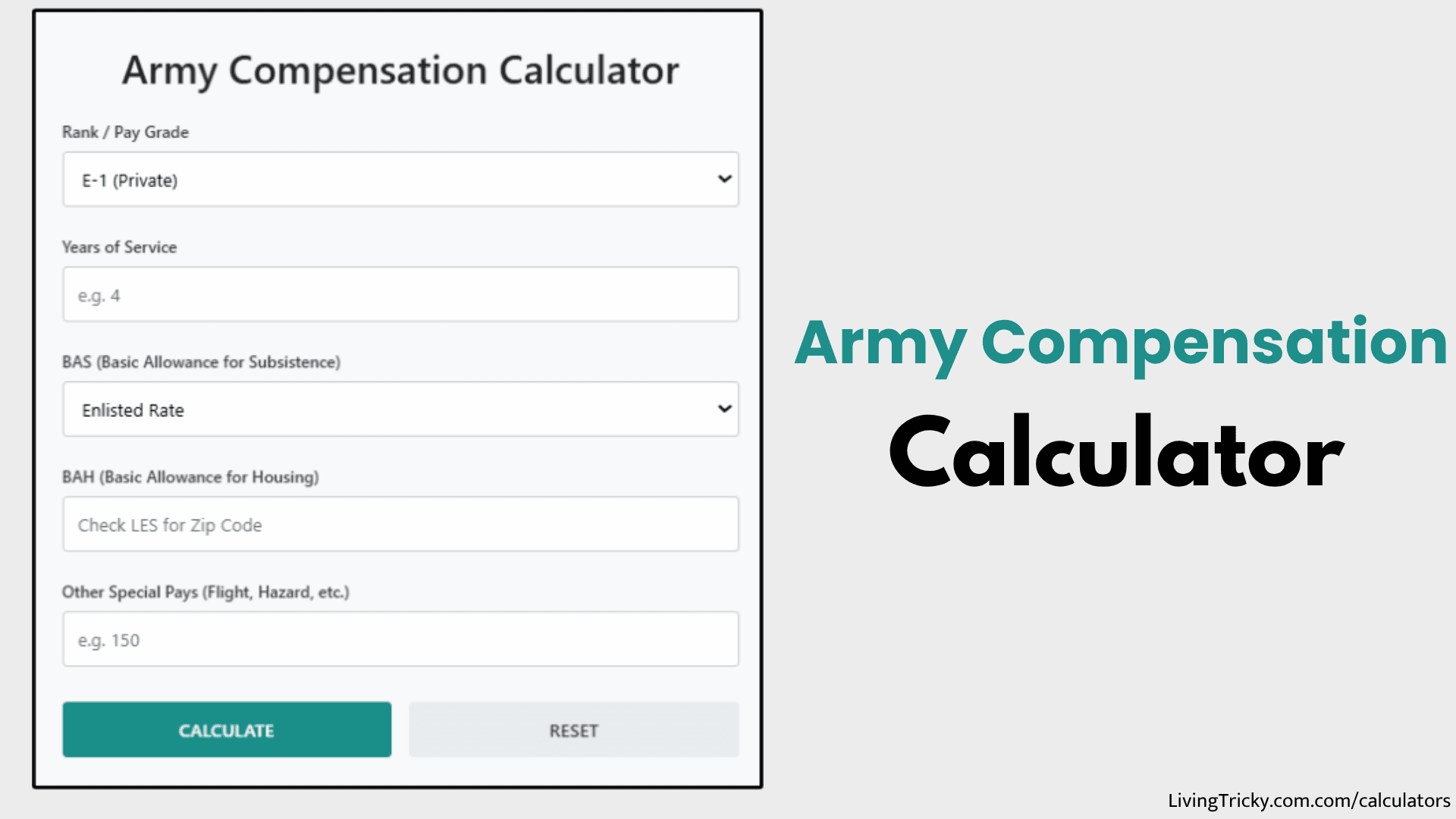 Army Recovery Math Chart Army Compensation Calculator – LivingTricky