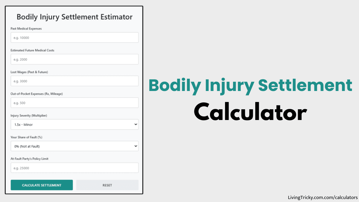 Bodily Injury Adjuster Injection Worksheet.pdf Bodily Injury Settlement Calculator – LivingTricky
