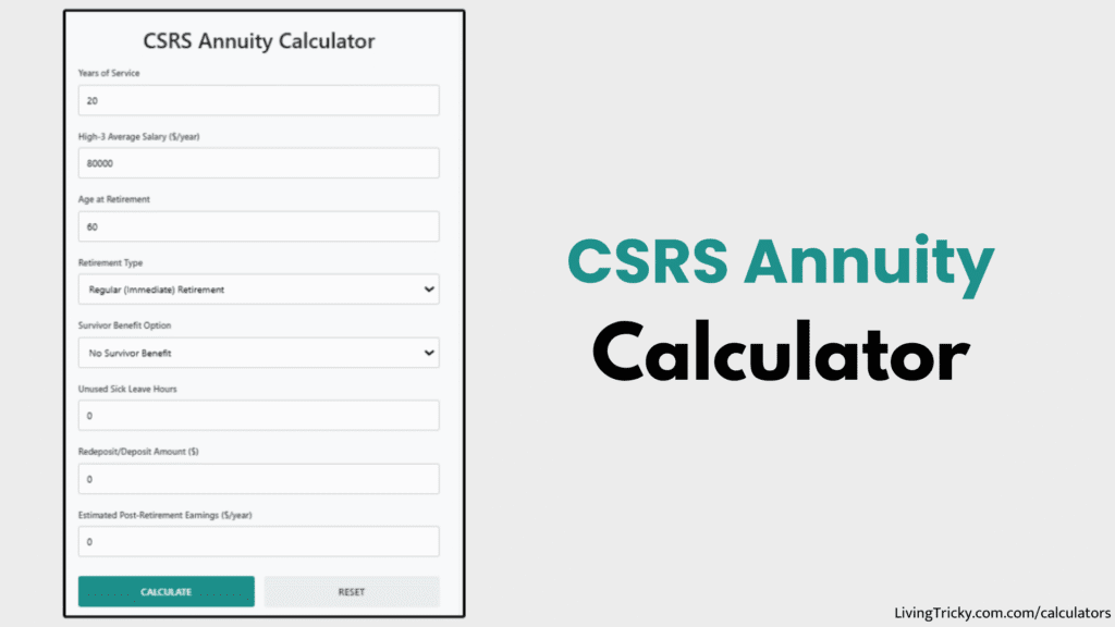 CSRS Annuity Calculator