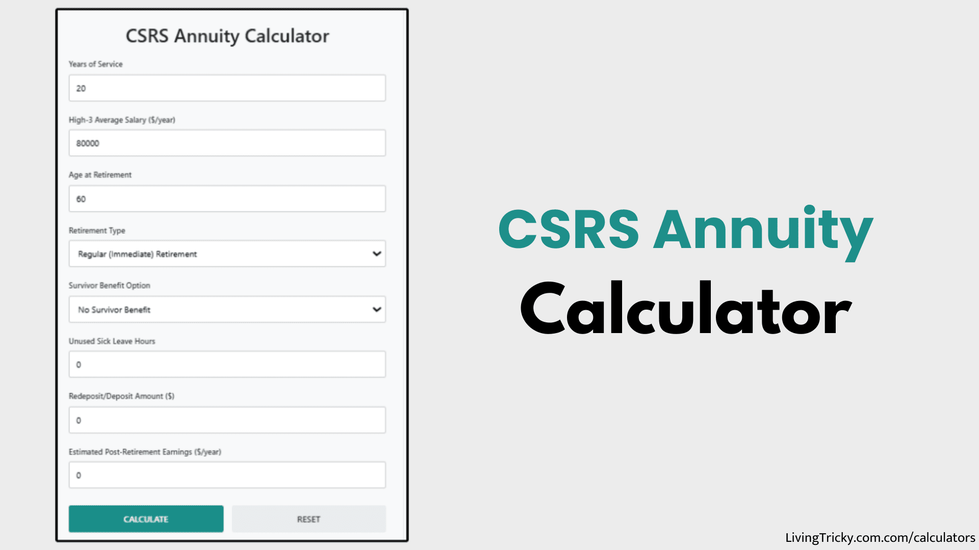 CSRS Annuity Calculator – LivingTricky
