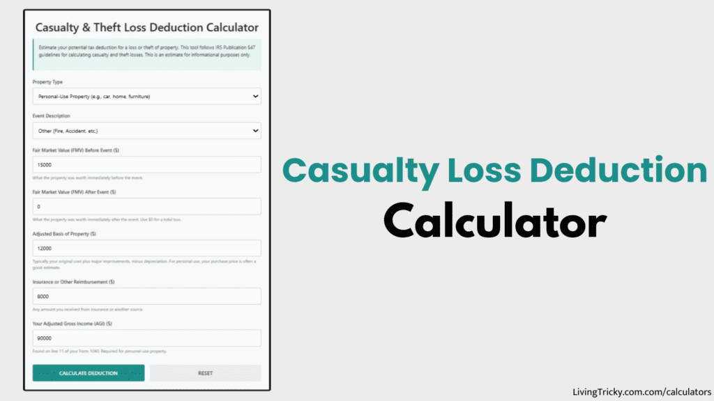 Casualty Loss Deduction Calculator