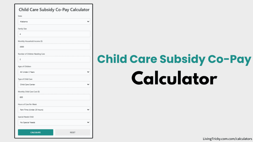 Child Care Subsidy Co Pay Calculator