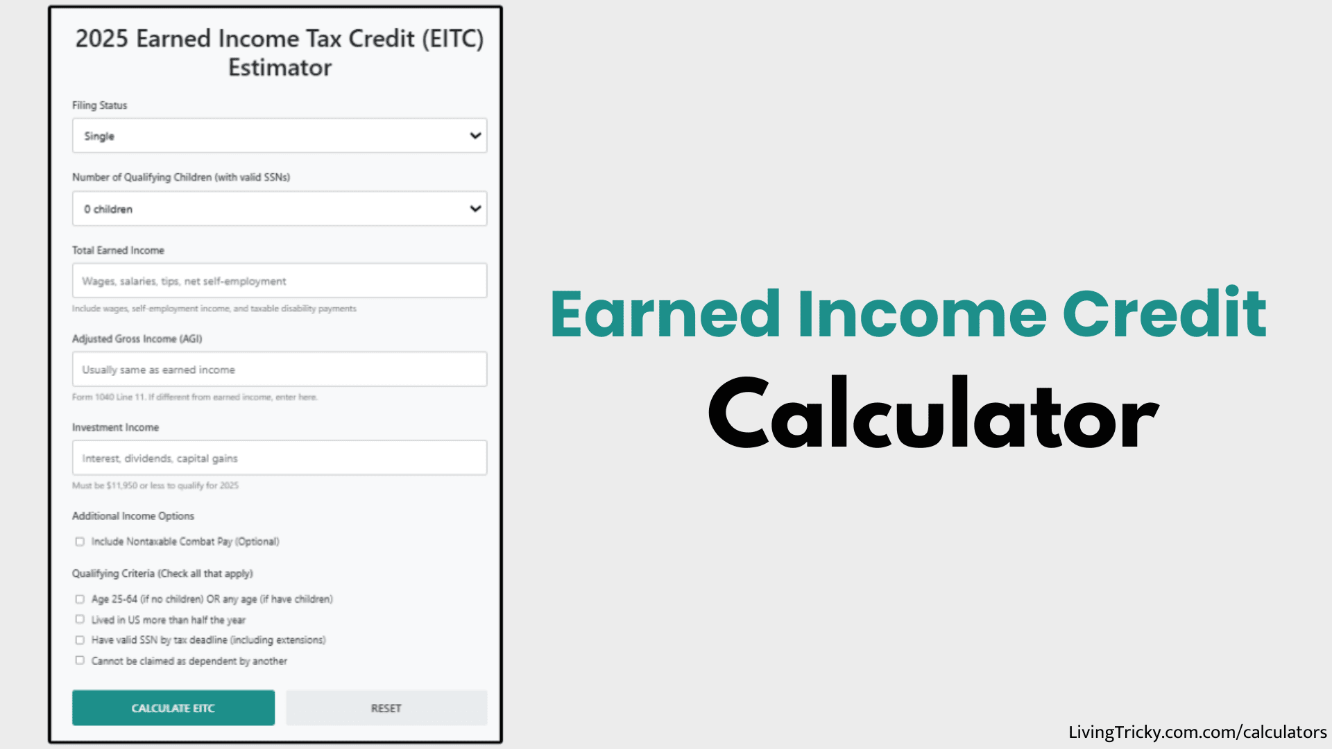 Earned Income Credit Estimator – LivingTricky