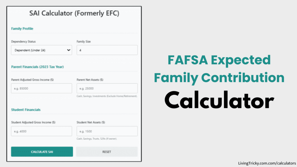 FAFSA Expected Family Contribution Calculator