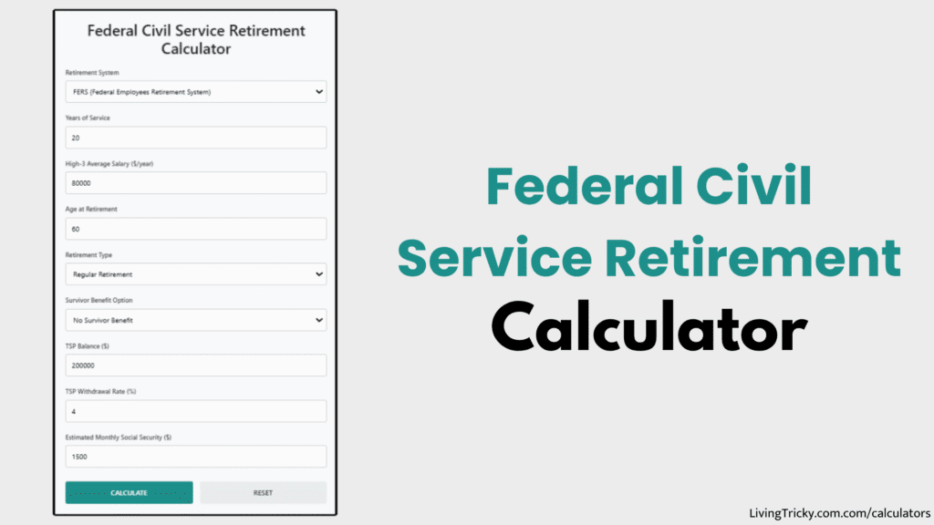 Federal Civil Service Retirement Calculator