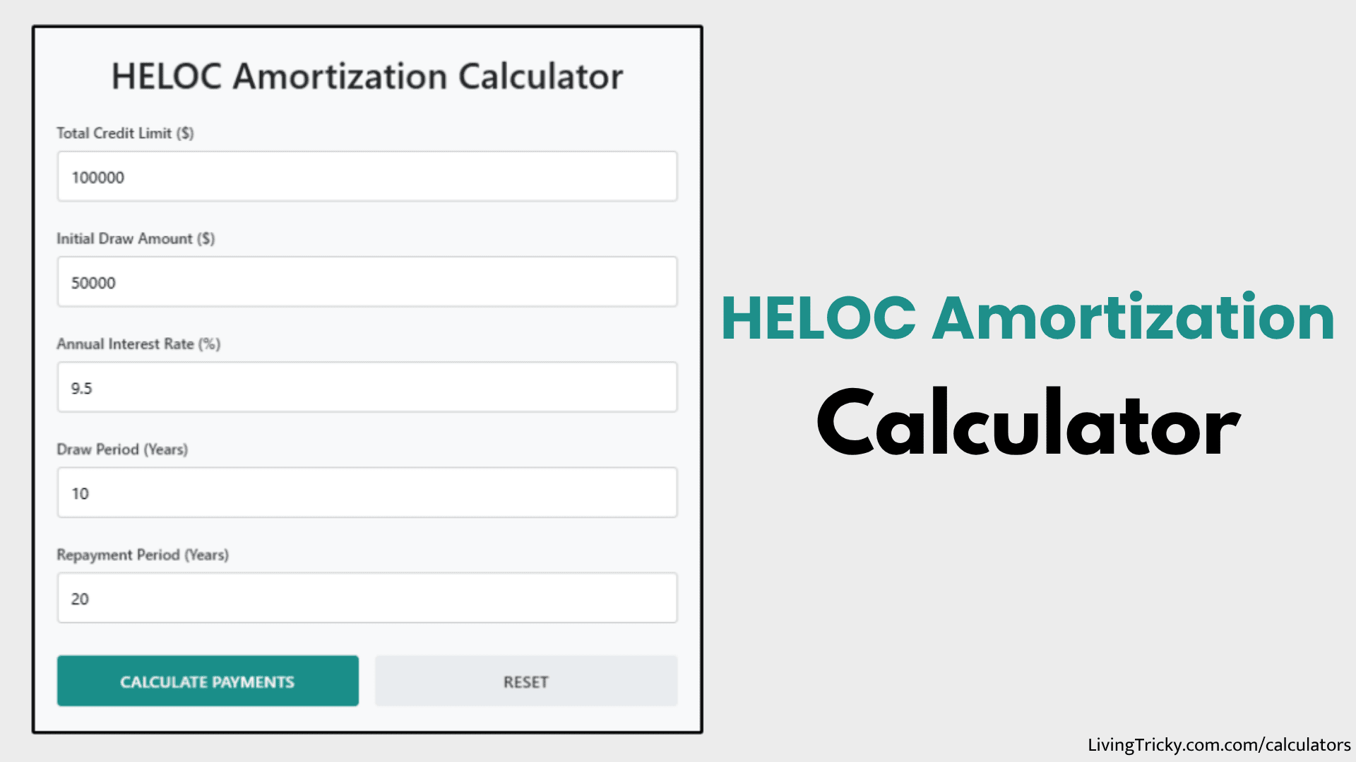 HELOC Amortization Calculator – LivingTricky