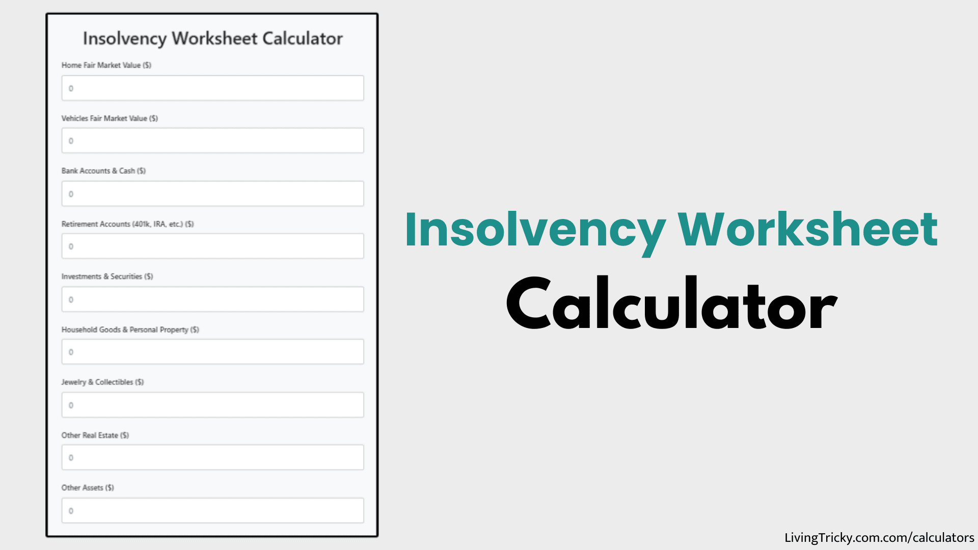 Insolvency Worksheet Calculator – LivingTricky