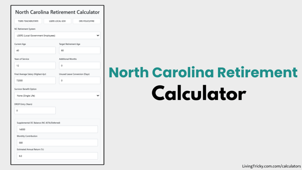 North Carolina Retirement Calculator