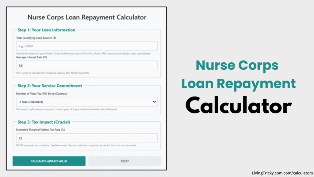 Nurse Corps Loan Repayment Calculator
