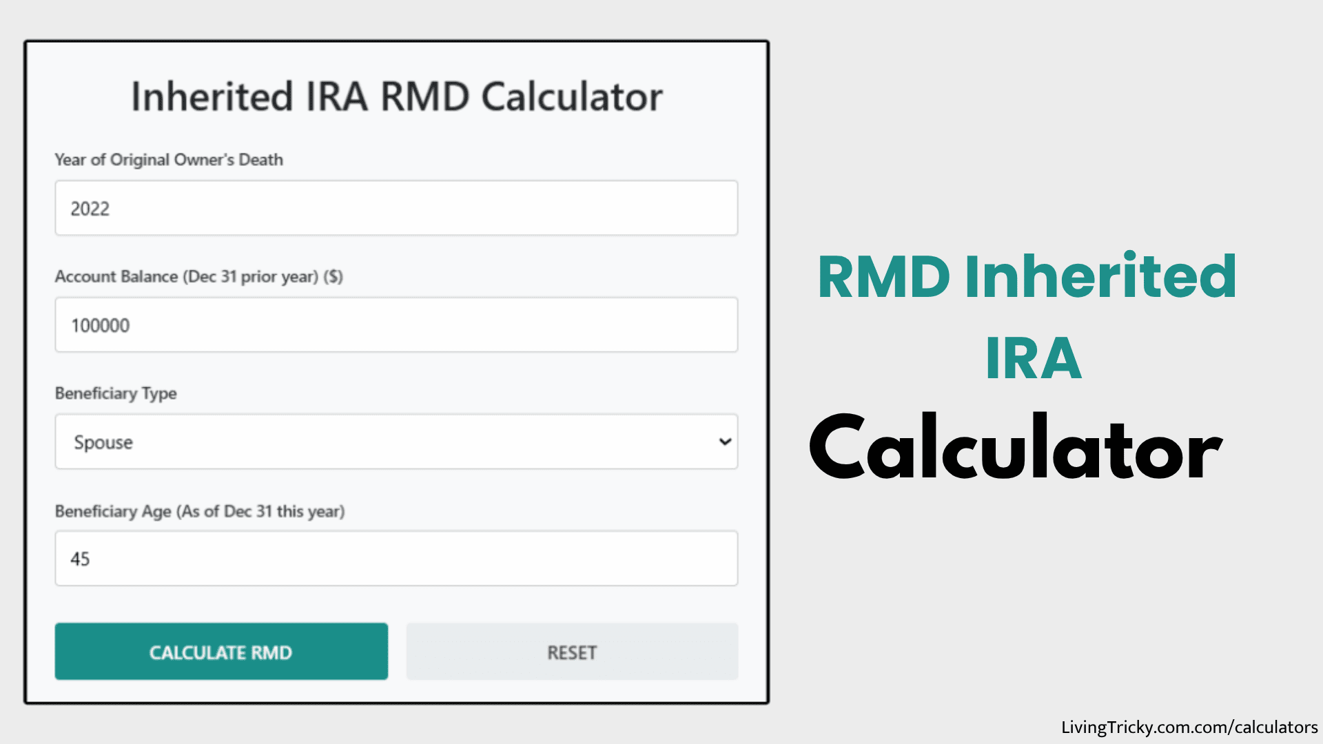 RMD Inherited IRA Calculator – LivingTricky