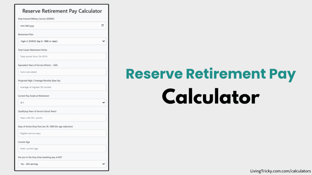 Reserve Retirement Pay Calculator
