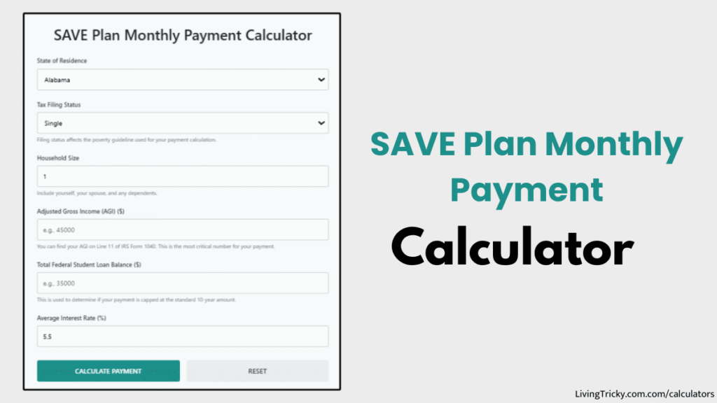 SAVE Plan Monthly Payment Calculator