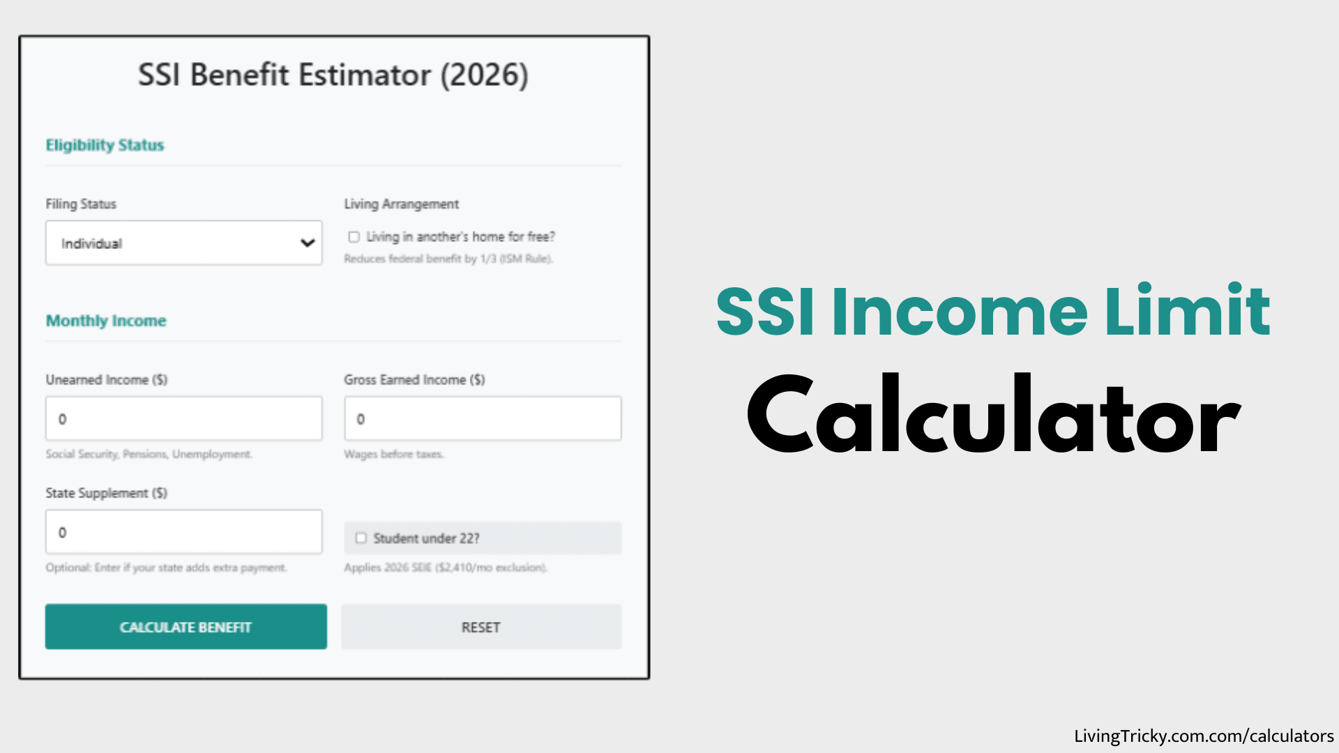Countable Income SSI Income Limit Calculator – LivingTricky