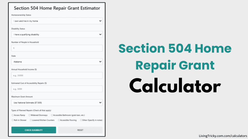 Section Home Repair Grant Calculator