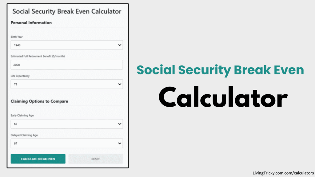 Social Security Break Even Calculator
