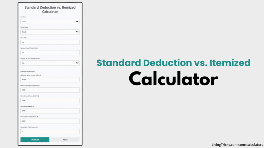 Standard Deduction Vs. Itemized Calculator