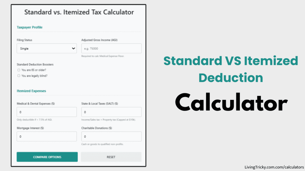 Standard VS Itemized Deduction Calculator