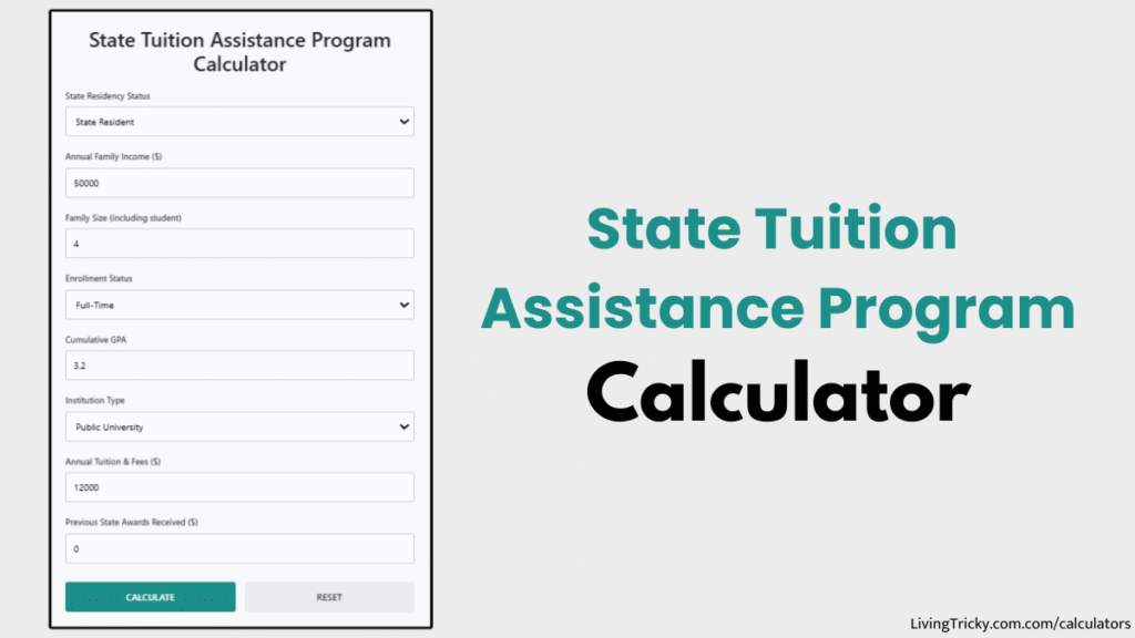 State Tuition Assistance Program Calculator