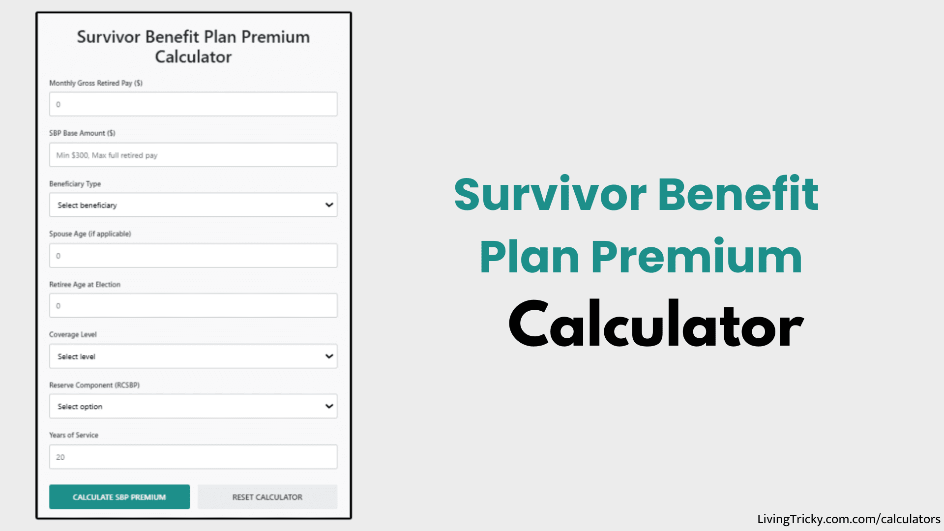 Survivor Benefit Plan Premium Calculator – LivingTricky