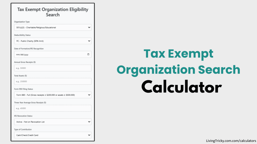 Tax Exempt Organization Search Calculator