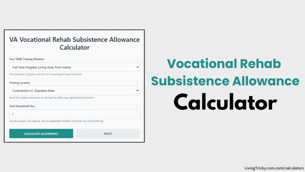 Vocational Rehab Subsistence Allowance Calculator