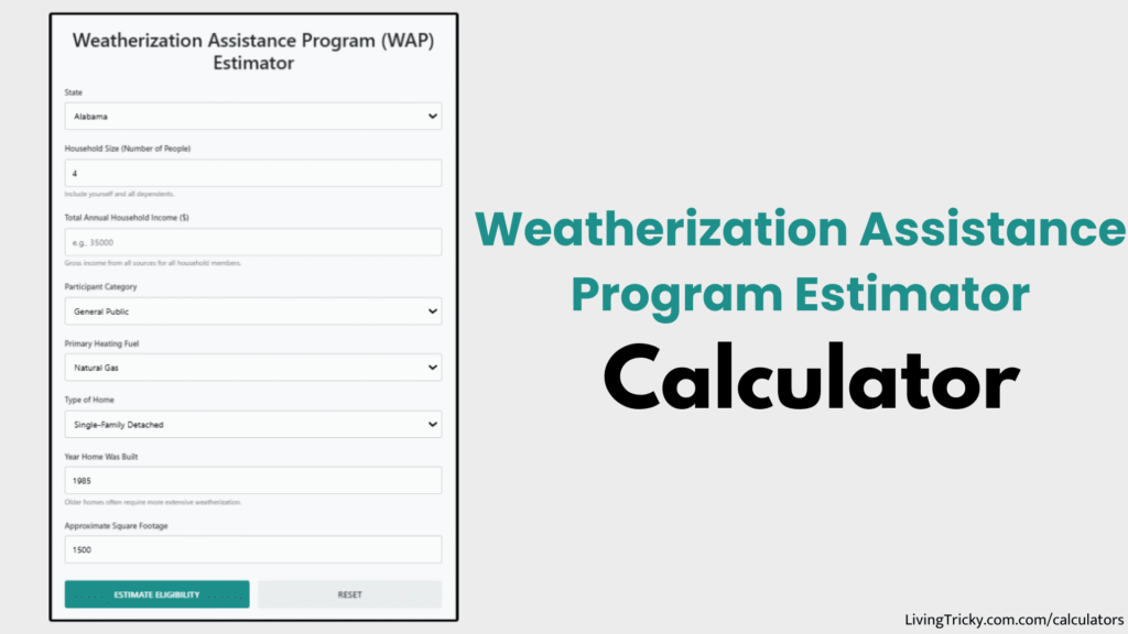 Weatherization Assistance Program Estimator Calculator