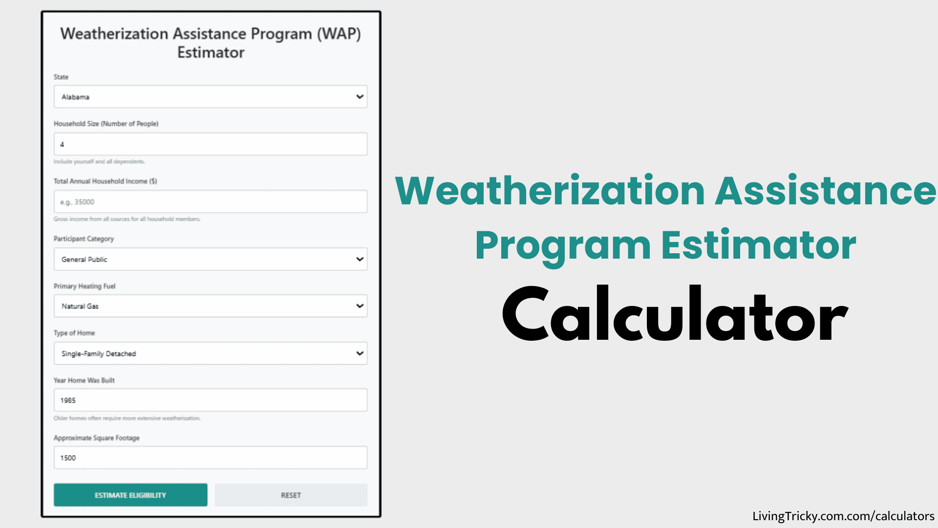 Weatherization Assistance Program Estimator Calculator – LivingTricky