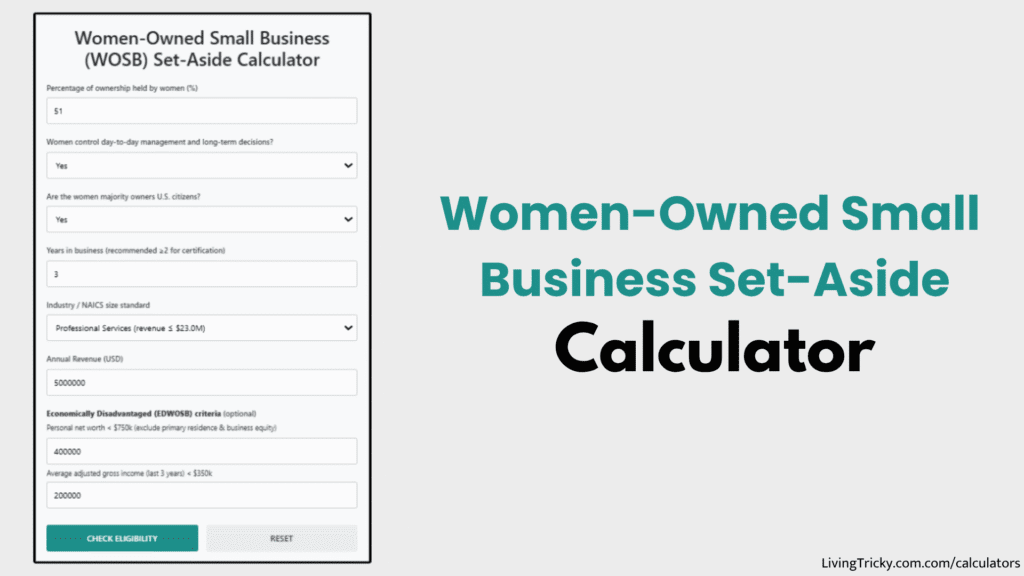 Women Owned Small Business Set Aside Calculator