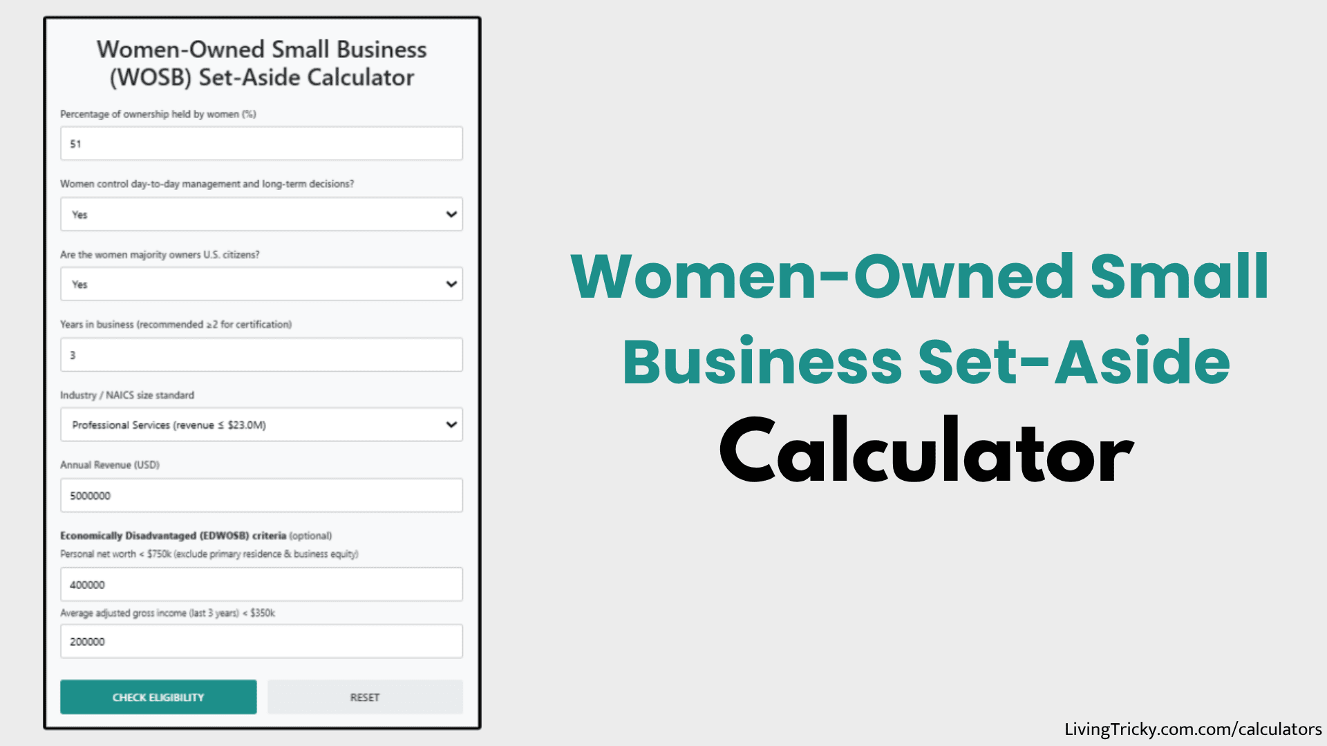 Women-Owned Small Business Set-Aside Calculator – LivingTricky