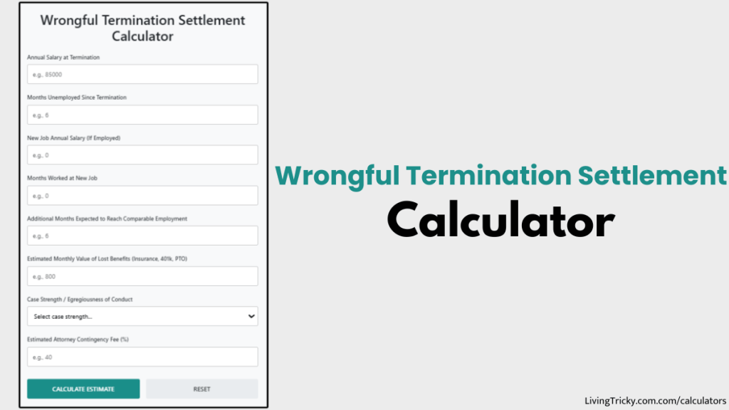 Wrongful Termination Settlement Calculator